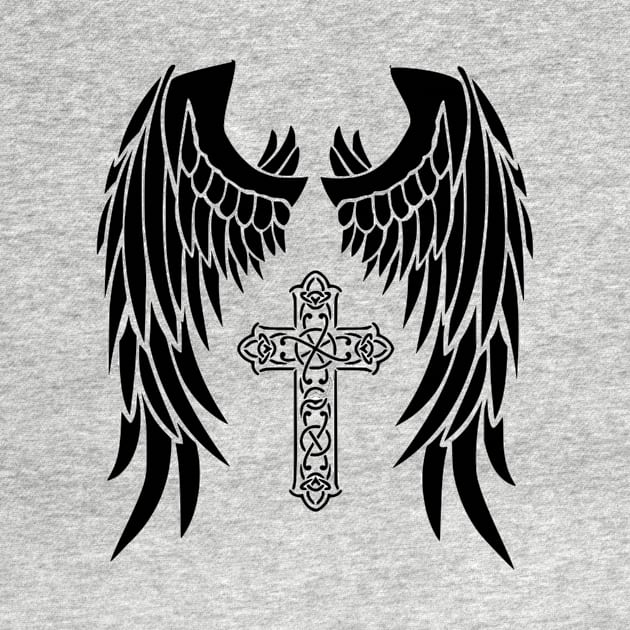 Angel Wings With Celtic Cross by swagmaven